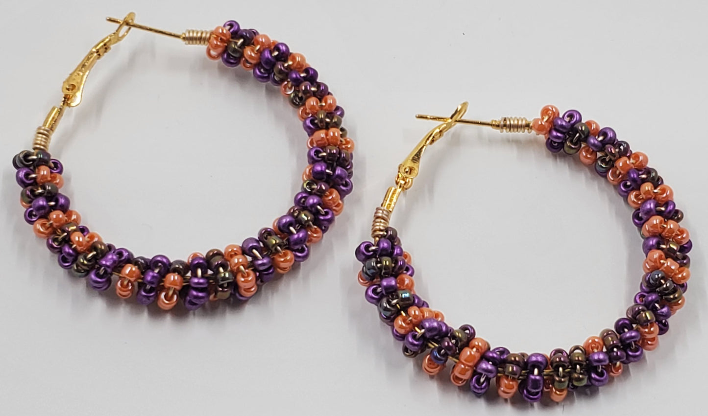 Beaded Gold Hoop Earrings