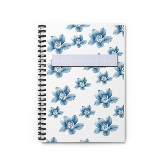 Blue Floral Spiral Notebook - Ruled Lines, Ideal for Journaling, Note Taking, School Supplies, Gifts for Teachers
