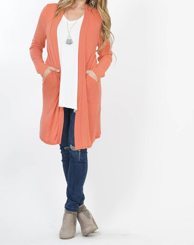 Open Cardigan Sweater with Side Pockets