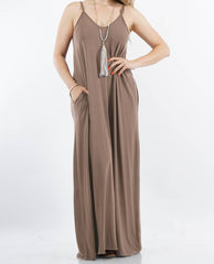 Side-pocket Maxi Dress w/ Adjustable Strap