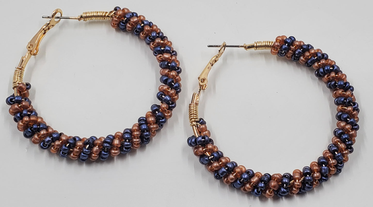 Beaded Gold Hoop Earrings