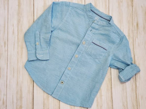 Sky Blue Collarless Button-Down - Preemies, Babies & Kids Boutique