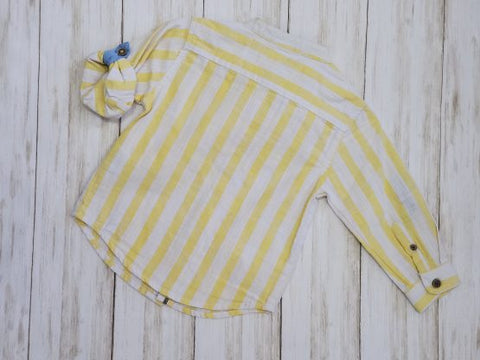 Yellow Striped Collarless Button-Down - Babies Shirt - Boys Shirt - Baby Shirt