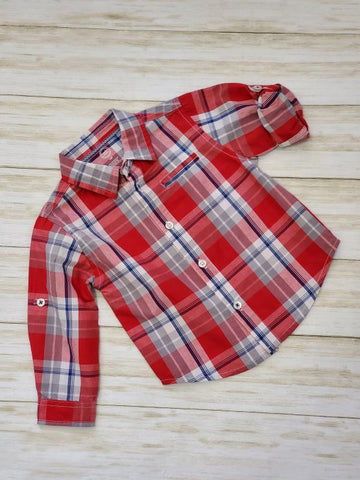 Brilliant Red Button-Down Collar Shirt - Preemies, Babies & Kids Boutique