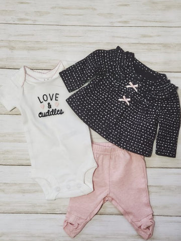 Love & Cuddles 3pc Set - baby onesies - 3pc Onesies - ONESIE SET