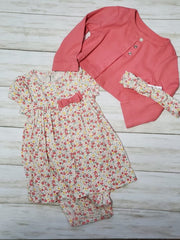 Flower Dress/Cardigan Set - Babydress - long sleevele dress - Flower Dress Set