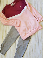 Burgundy/Pink 2pc Jogger - Beautiful Young Brown Boutique