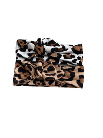 Knot Bow Headband - Ivory Cheetah